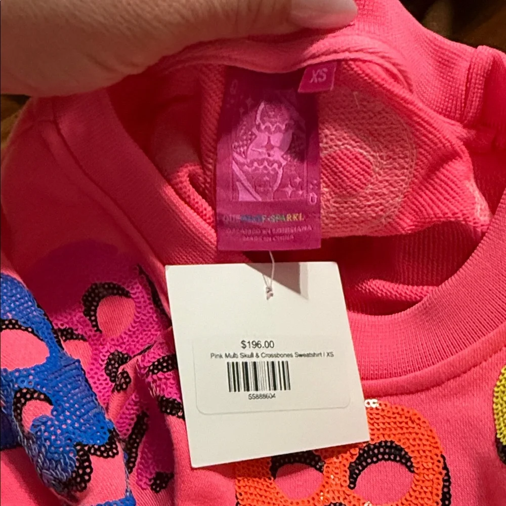 Queen of Sparkle NWT Colorful Skull Sequin Sweatshirt - Picture 2 of 16
